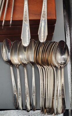 Vintage WM Rogers And Son 51 Piece Silverware Set With Wood Box | eBay