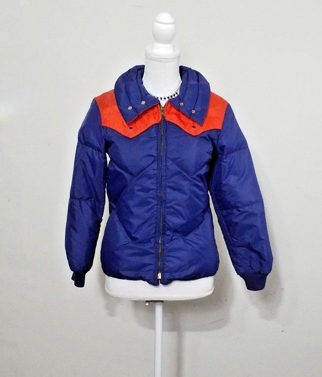 Sportcaster Jacket Vintage Women's 1970's Down Blue/Red Ski Retro