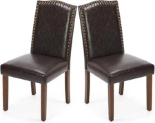 DUMOS Upholstered Dining Chairs Set of 2, Modern Fabric Dining Room Chair Beige