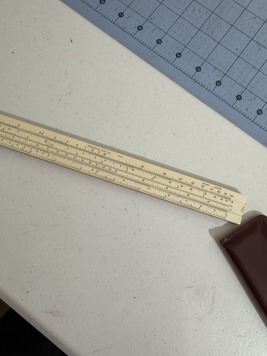 Vintage Frederick POST Company n.1447 SLIDE RULE con custodia in pelle - Foto 6 di 7