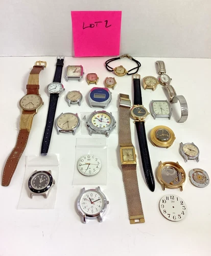 Vintage Lot of 21 Timex Mix Electric / Mechanical Watches for Parts Repair READ