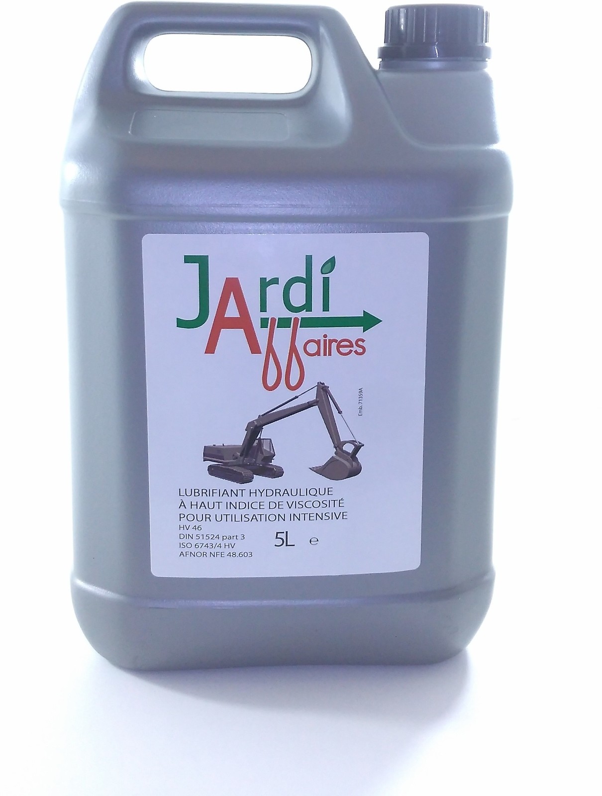 Huile hydraulique HV46 Jardiaffaires lubrifiant ISO VG 46 pour verin minéral 5L