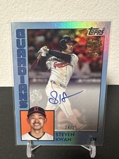 2025 Topps Archives Steven Kwan 1984 Fan Favorites Auto Blue Foilboard /25