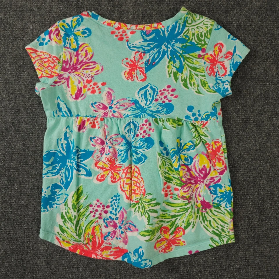 Camisa Gymboree Mix N Match Niñas Pequeña 5-6 Azul Verde Floral Tropical Cuello Redondo Foto 2 de 4