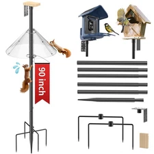 Bird Feeder Pole with Squirrel Baffle - 90 Inch Bird House Pole for Outdoors ...