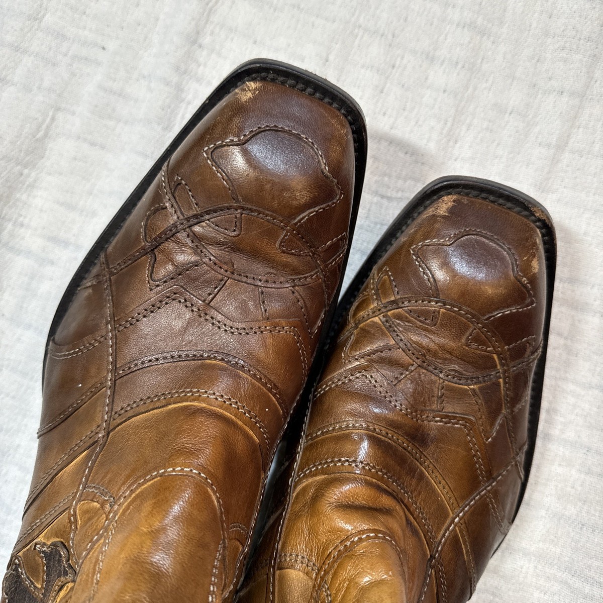 Mark Mason Rock Lives Mens 8.5 Leather Zip Up Boots Made In Italy