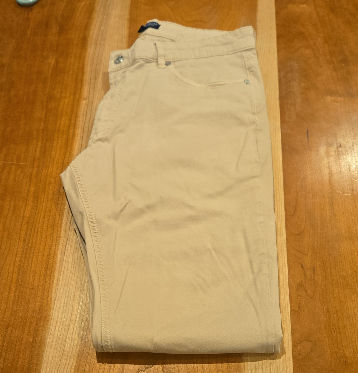 Peter Millar Crown Crafted Beige Chino Pants Tailored Fit Stretch Flat 34W