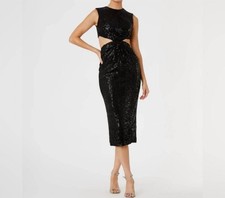 Mac Duggal Sequin Cutout Midi Dress Size 6