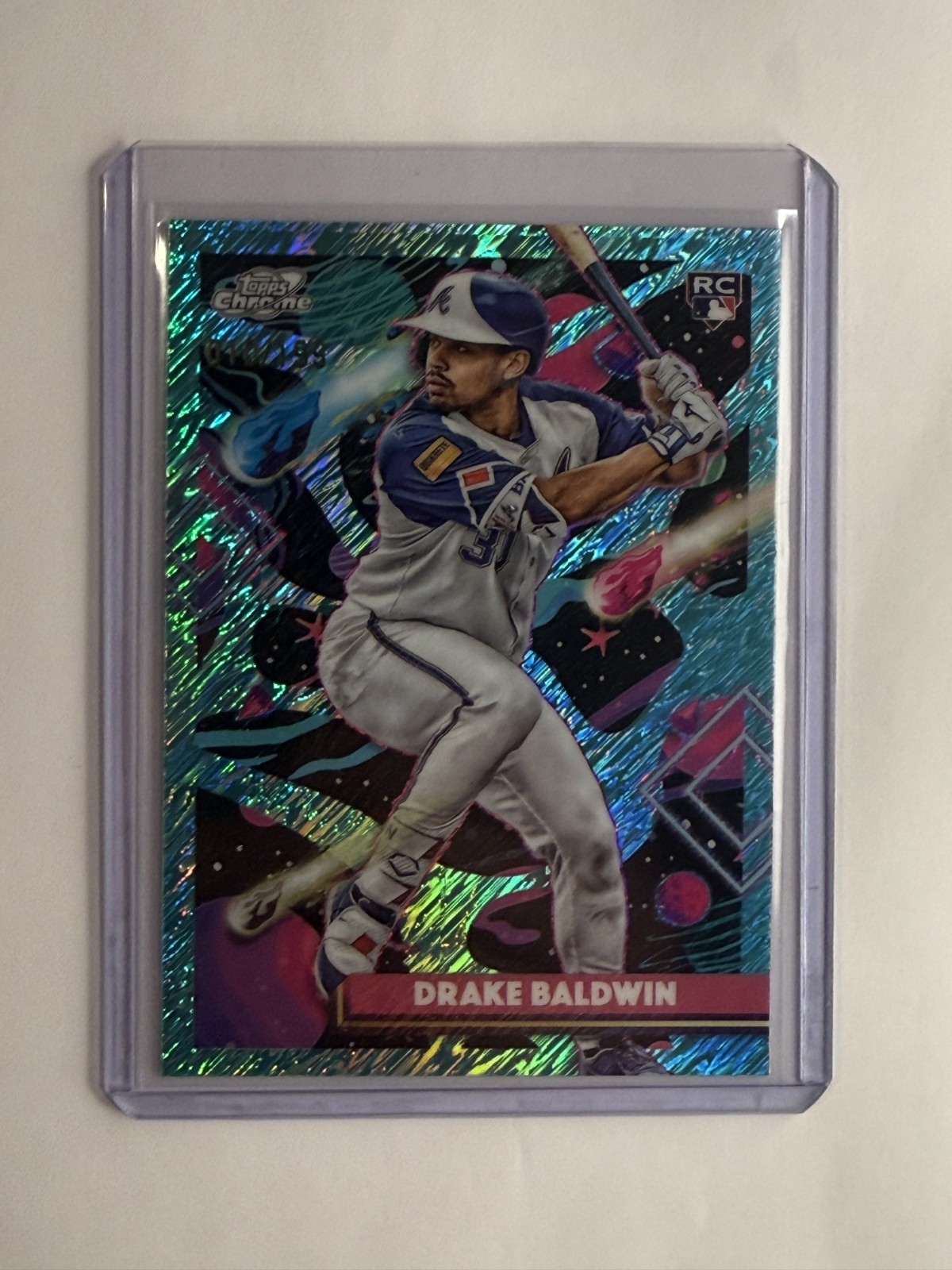 Drake Baldwin 2025 Topps Cosmic Chrome #96 Aqua Equinox Refractor RC /199 Braves