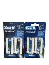 2 Pack - 4 x Braun Oral-B Flexisoft Replacement Toothbrush Heads Refills EB 17-4