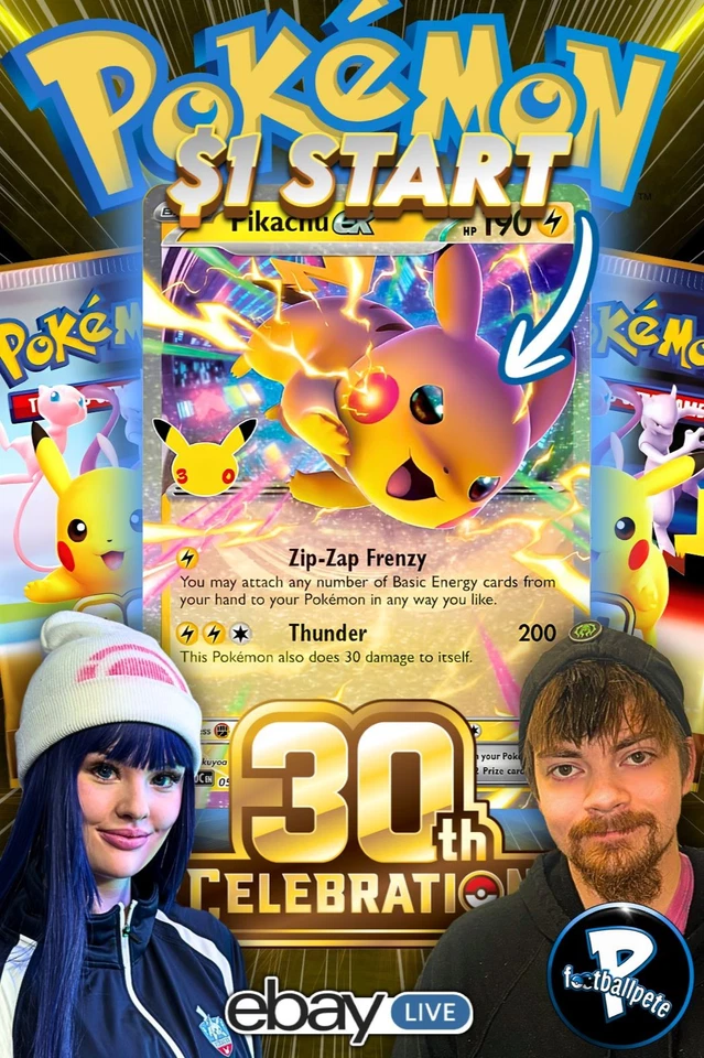 🎉$1 START POKEMON + 30th ANNIVERSARY🎉W/ PFOOTBALL