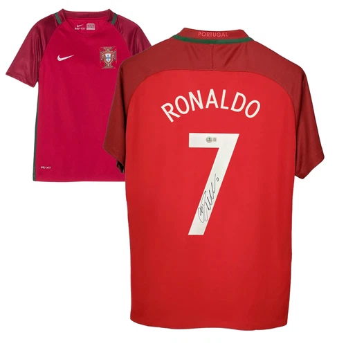 Cristiano Ronaldo Signed Portugal 2016 EURO Final Soccer Jersey with Beckett COA