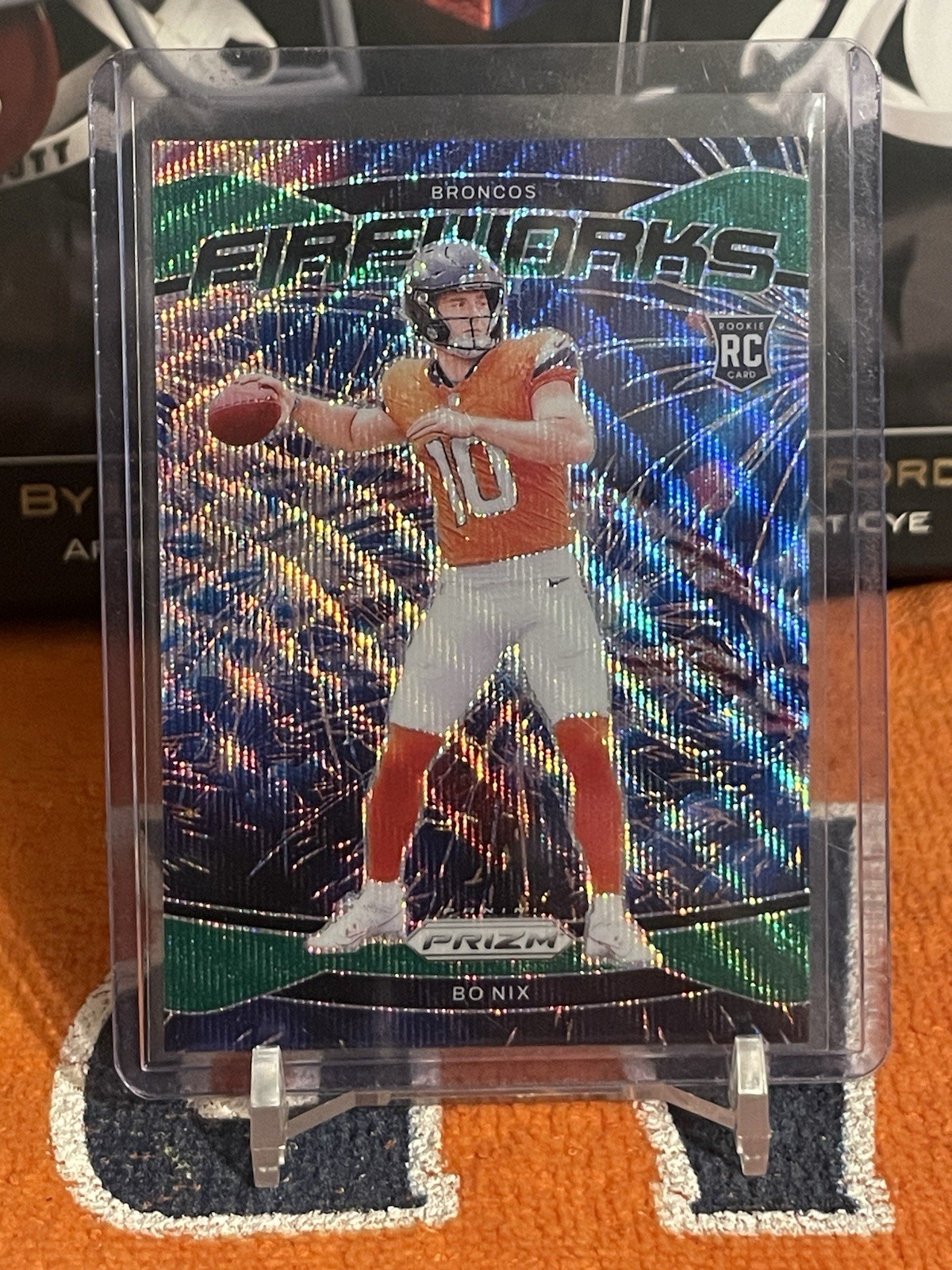 2024 Panini Prizm - Fireworks Bo Nix #23 Green Wave Prizm (RC)