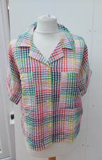 Dannii Minogue Check Shirt Short Sleeves Revere Collar New Tags Size 16 Petite