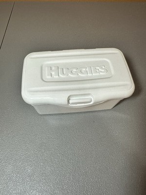 VTG Huggies Baby Wipes Container-White Plastic Pop-Up Tub Refillable 90's/Y2K