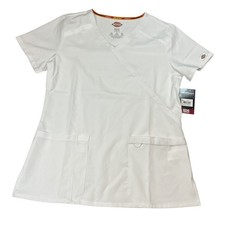 Dickies EDS Essentials Women's Medical Scrub Top White Size S/P New with Stains