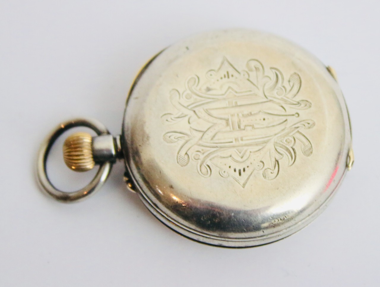 Sterling solid silver half hunter pocket watch sp… - image 17