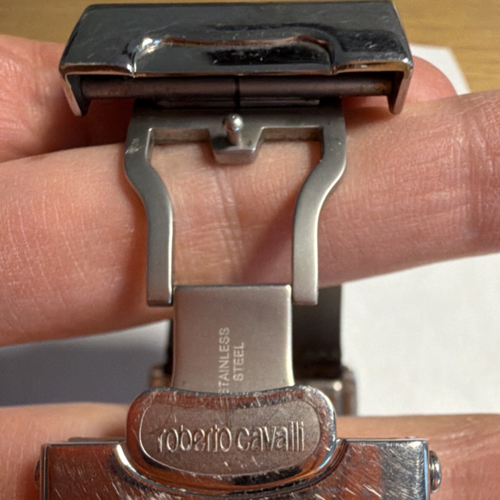 Roberto Cavalli Rectangular Analog Wristwatch Bro… - image 3