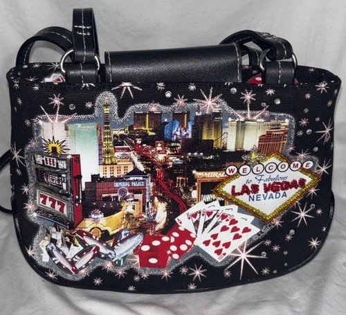 Black and red Las Vegas tote bag with multiple pockets vibes Fun!