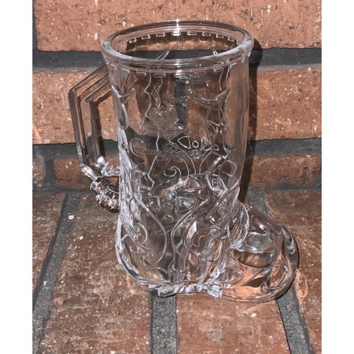 Crown Royal Cowboy Boot Drinking Glass Beer Mug Clear Plastic 5.5" - Picture 2 of 5