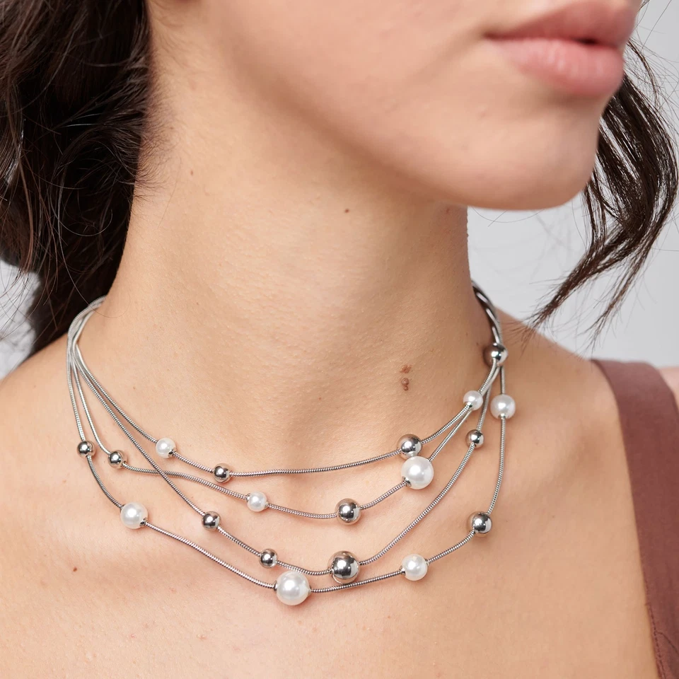 BROSWAY PERFECT COLLANA MULTIFILO IN ACCIAIO DA DONNA CON PERLE BPC50 (4811) - Immagine 3 di 4