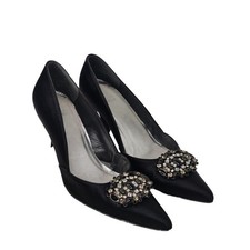 Vintage black Pointed Toe jeweled Pumps Sz 7.5