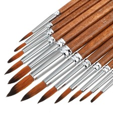 Watercolor Painting Brush Set 12Pcs Round Pointed Tip Artist Paint Brushes Pr...