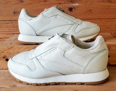 Reebok Classic Zip Low Leather Trainers UK3/US5.5/EU35.5 BS8063 Chalk/Gum