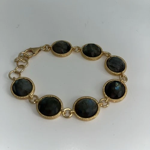 Bellezza Italy Labradorite Gemstone Tennis Bracelet NIB 7.5-8.5” image 3