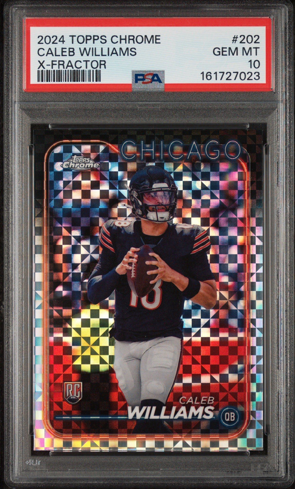 CALEB WILLIAMS 2024 TOPPS CHROME X-FRACTOR #202 ROOKIE RC PSA 10 view 1