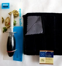 PRO FRESH Clam/Oyster Knife Stainless Steel Blade & W/Cleaner Microfiber Cloth