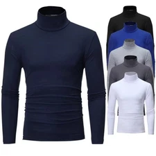Men's Turtleneck Long Sleeve New Casual Slim Fit Stretch Tops Winter Fashion