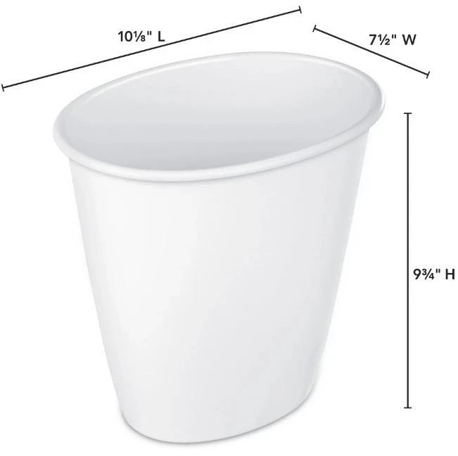 (4 pack) Sterilite Bathroom Trash Can, 1.5 Gallon, Plastic Oval Vanity Garbage