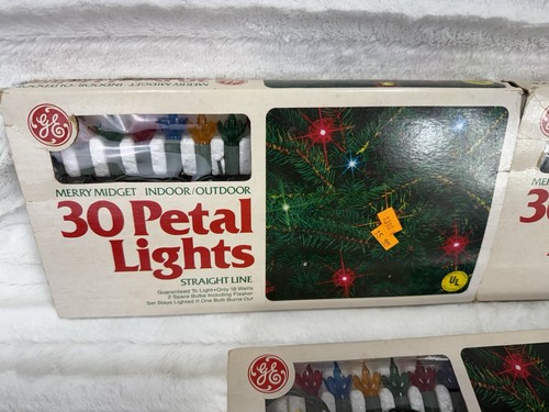 Set 3 luci di Natale vintage GE 30 petali luce linea retta scatola originale - Foto 2 di 4