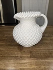 Vintage 60's Mid Century Modern Fenton Milk Glass Hobnail Pitcher