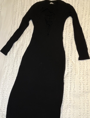 knee length dresses for ladies Reformation Navy Long-Sleeved Maxi Dress with Pleated Top Detail Size –  Sellier
