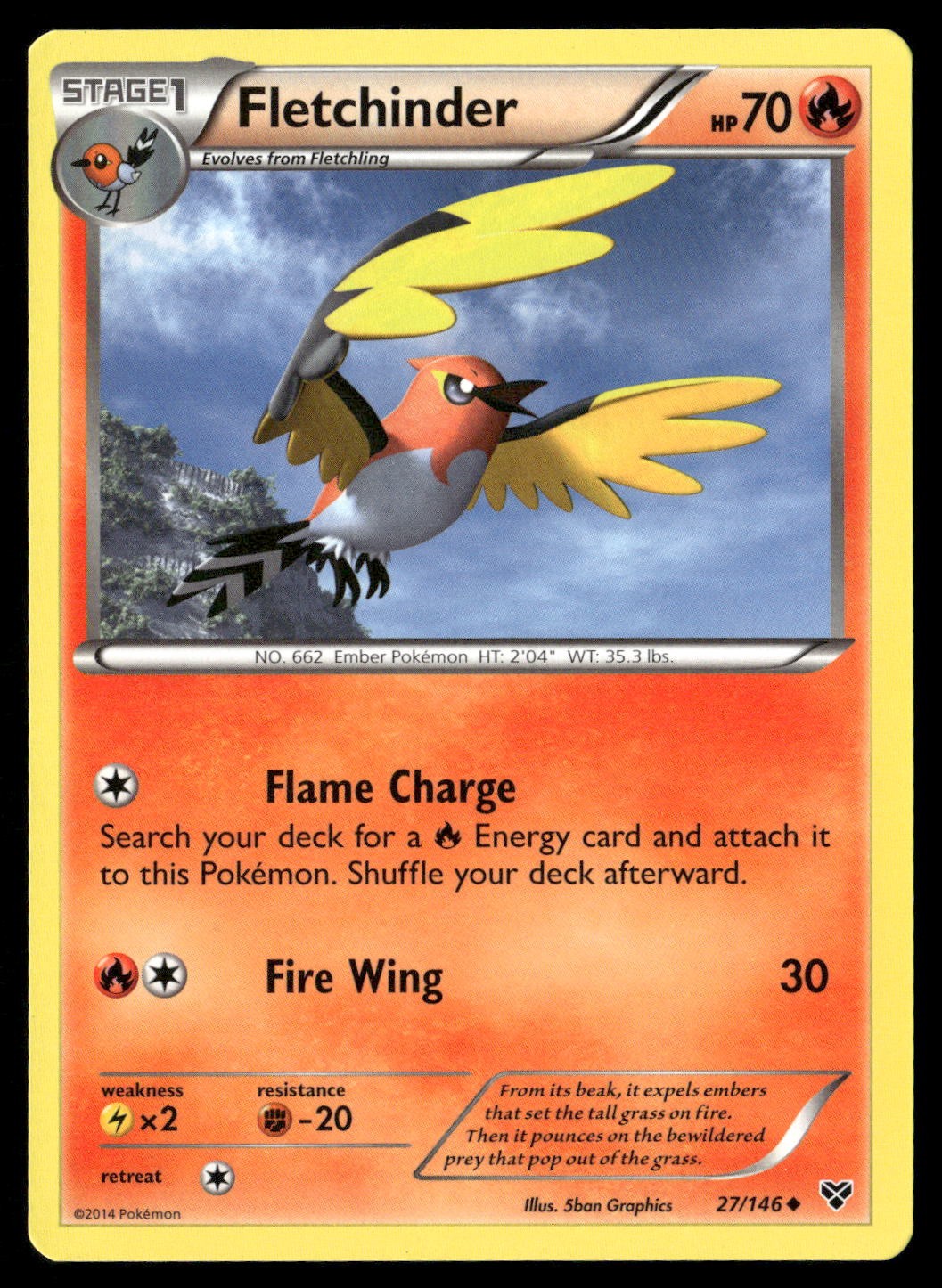 Fletchinder 27/146 Uncommon XY Pokemon LP