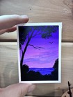 Original Gouache ACEO Purple Twilight Seascape Silhouette Mini Painting — photo 2