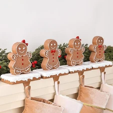 Christmas Stocking Holders for Mantle: Resin Gingerbread Man Stocking Holder Sta