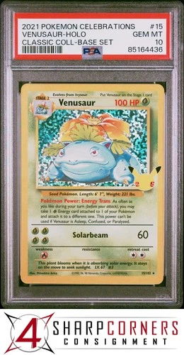 2021 POKEMON CELEBRATIONS CLASSIC COLLECTION BASE SET #15 VENUSAUR-HOLO PSA 10