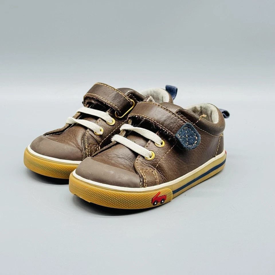 See Kai беговых кроссовок Kids мальчиков 6c коричневый кожаный автомобиль дизайн крюк петля ремень кроссовок - Изображение 4 из 4