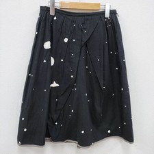 mina perhonen star trip gathered size 36 skirt Black White 4-0406M  