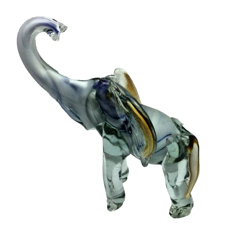 VINTAGE Studio Handcrafted Murano  MULTI COLOR ART GLASS ELEPHANT FIGURINE