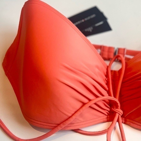 TOMMY HILFIGER Women's RuchedHalter Bikini Swim Top Emberglow - L Clasp New L thumbnail 14
