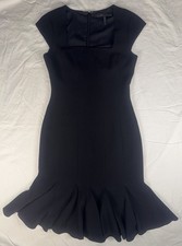     BCBG Max Azria Black Mermaid Hem Midi Dress Size 2    
