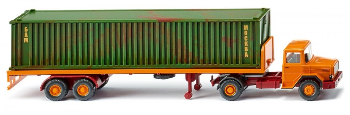 Camion Magirus DEUTZ WIKING semi remorque 2 essieux plateau miniature 1/87