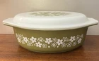 Vintage Pyrex Crazy Daisy Spring Blossom 2-1/2 Qt Oval Casserole Dish 045 W, Lid