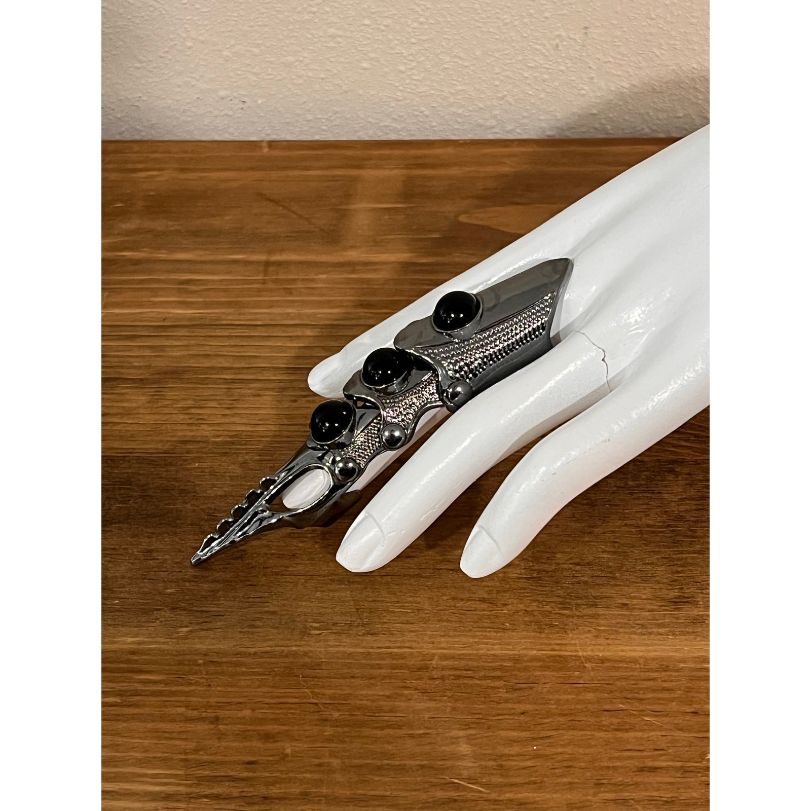 Gothic Claw Armor Ring Black Statement Punk Talon… - image 1