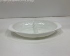 Vintage MCM Pyrex White Milk Glass Divided 1.5qt Casserole Dish — photo 1