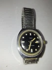 Vintage Timex Watch Silver Tone Round Stretched Band - Untested Parts/Repair